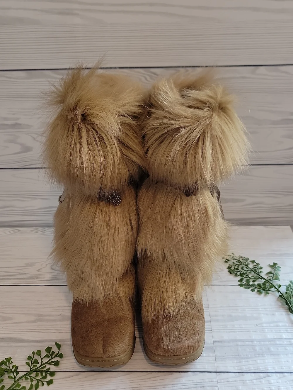 Bearpaw Kola Vintage Fur Boots Brown Suede Womens Size 7